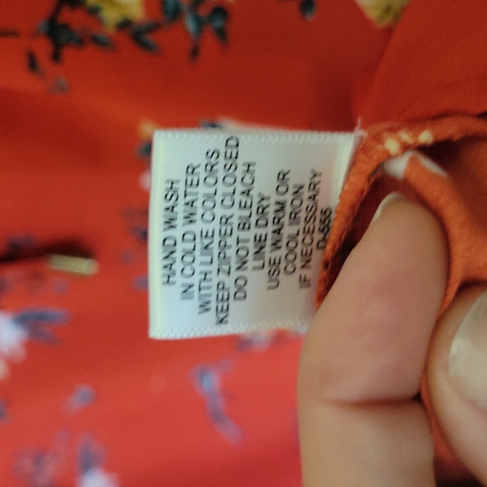 Women's Medium Quarter sleeve Dress. Orange with floral print design. - Picture 11 of 14